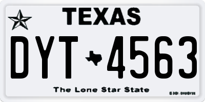 TX license plate DYT4563