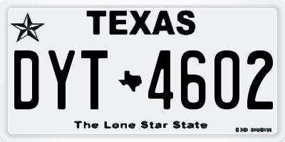 TX license plate DYT4602