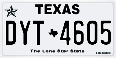TX license plate DYT4605