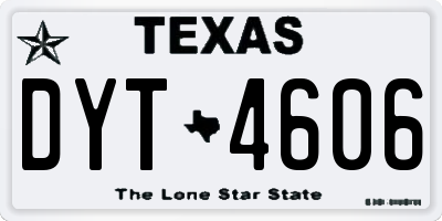 TX license plate DYT4606