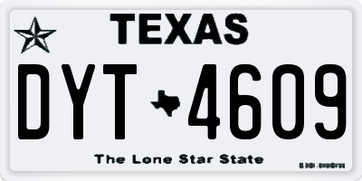 TX license plate DYT4609