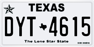 TX license plate DYT4615