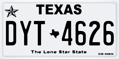 TX license plate DYT4626