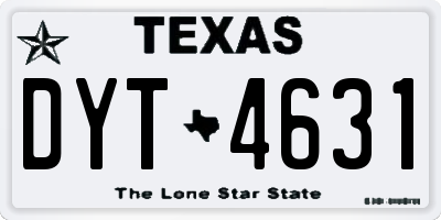 TX license plate DYT4631
