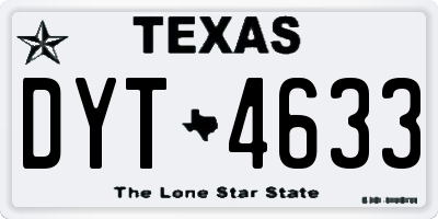 TX license plate DYT4633