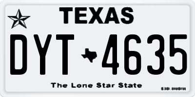 TX license plate DYT4635