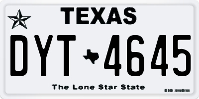TX license plate DYT4645