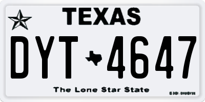 TX license plate DYT4647