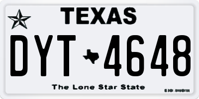 TX license plate DYT4648