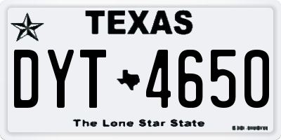 TX license plate DYT4650