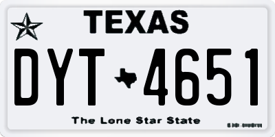 TX license plate DYT4651