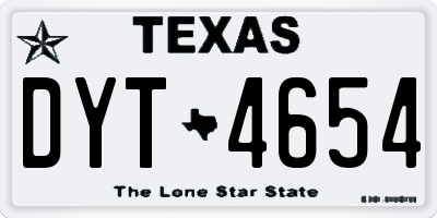 TX license plate DYT4654