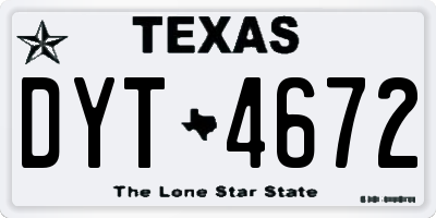 TX license plate DYT4672