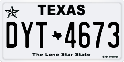 TX license plate DYT4673