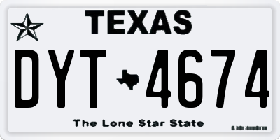 TX license plate DYT4674