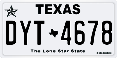 TX license plate DYT4678