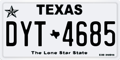 TX license plate DYT4685