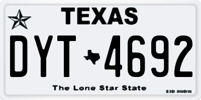TX license plate DYT4692
