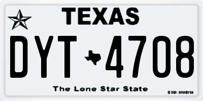 TX license plate DYT4708