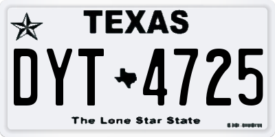 TX license plate DYT4725