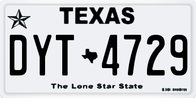 TX license plate DYT4729
