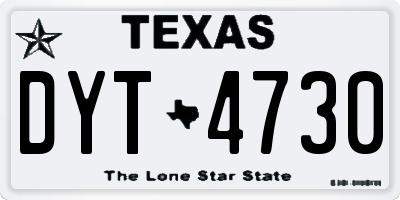 TX license plate DYT4730