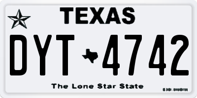 TX license plate DYT4742