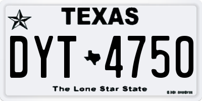 TX license plate DYT4750