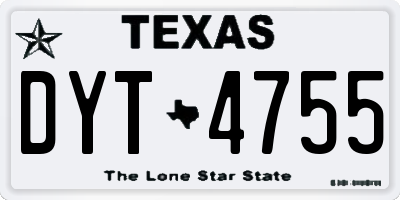 TX license plate DYT4755