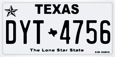 TX license plate DYT4756