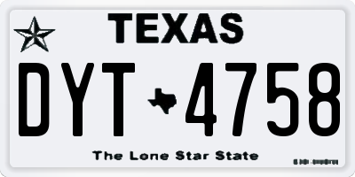 TX license plate DYT4758