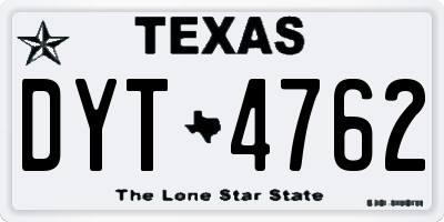 TX license plate DYT4762