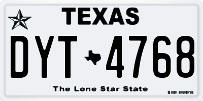 TX license plate DYT4768