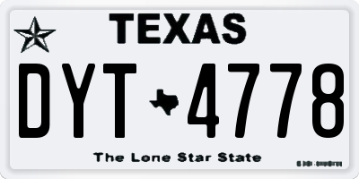 TX license plate DYT4778