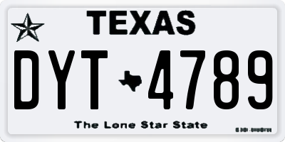 TX license plate DYT4789