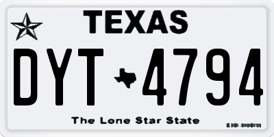 TX license plate DYT4794
