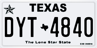 TX license plate DYT4840