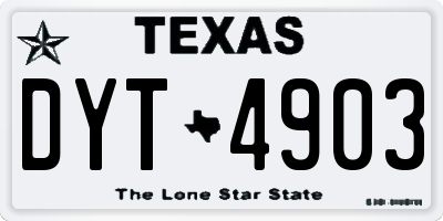 TX license plate DYT4903