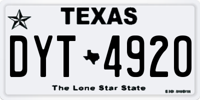TX license plate DYT4920