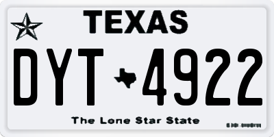 TX license plate DYT4922