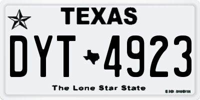 TX license plate DYT4923