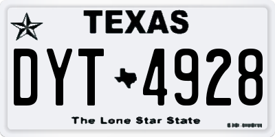 TX license plate DYT4928