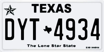 TX license plate DYT4934