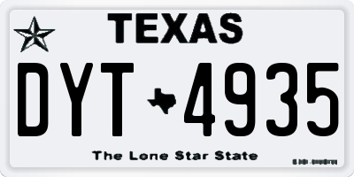 TX license plate DYT4935