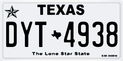 TX license plate DYT4938
