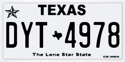 TX license plate DYT4978