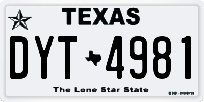 TX license plate DYT4981