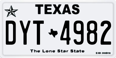 TX license plate DYT4982
