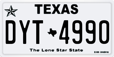 TX license plate DYT4990