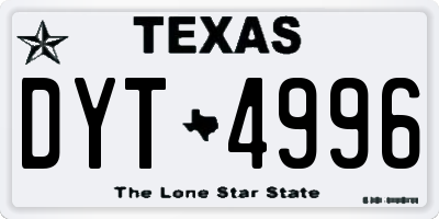 TX license plate DYT4996